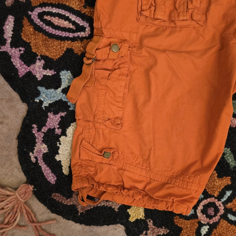 🔥🔥Y2K Bespoke Men’s Orange Cargo Shorts🔥🔥 SIZE 34 - Picture 6 of 8